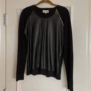 Black Sweater w/Vegan Leather